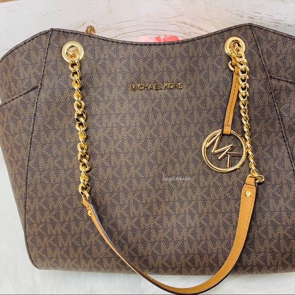 Large chain shoulder tote Michael Kors bag brown - Picture 8 of 8